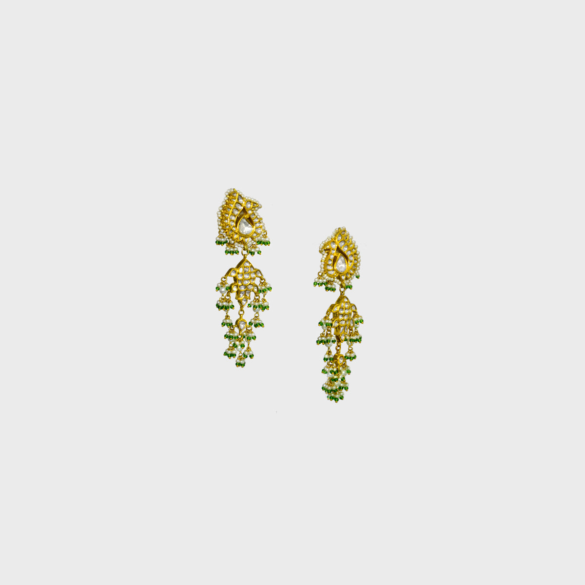 Elevate your elegance with our exquisite pair of traditional long earrings. - (KME2197)