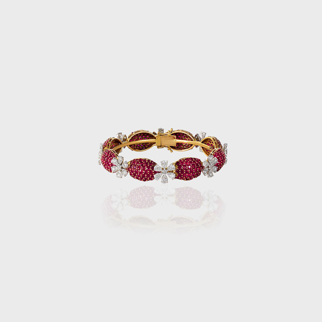 Discover eternal glamour with our ruby and diamond designer kada - (PGDB061)