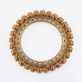 Kada (bangri) with uncut diamond in multi colour artistic enameled on both sides. - KMB0511