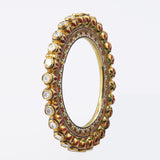 Kada (bangri) with uncut diamond in multi colour artistic enameled on both sides. - KMB0511