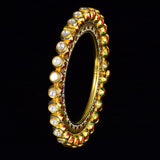 Kada (bangri) with uncut diamond in multi colour artistic enameled on both sides. - KMB0511