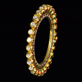 Kada (bangri) with uncut diamond in multi colour artistic enameled on both sides. - KMB0511