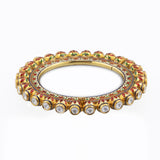 Kada (bangri) with uncut diamond in multi colour artistic enameled on both sides. - KMB0511