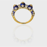 Embrace timeless elegance with our Blue Enameled Diamond and Uncut Diamond Kada - (KMB0523)