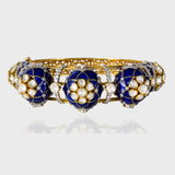 Embrace timeless elegance with our Blue Enameled Diamond and Uncut Diamond Kada - (KMB0523)