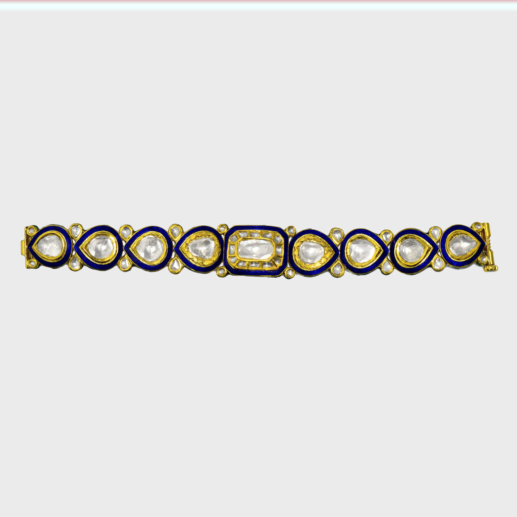 Celebrate artistry and elegance with our exquisite Blue Enameled Bracelet - (KMBR0132)