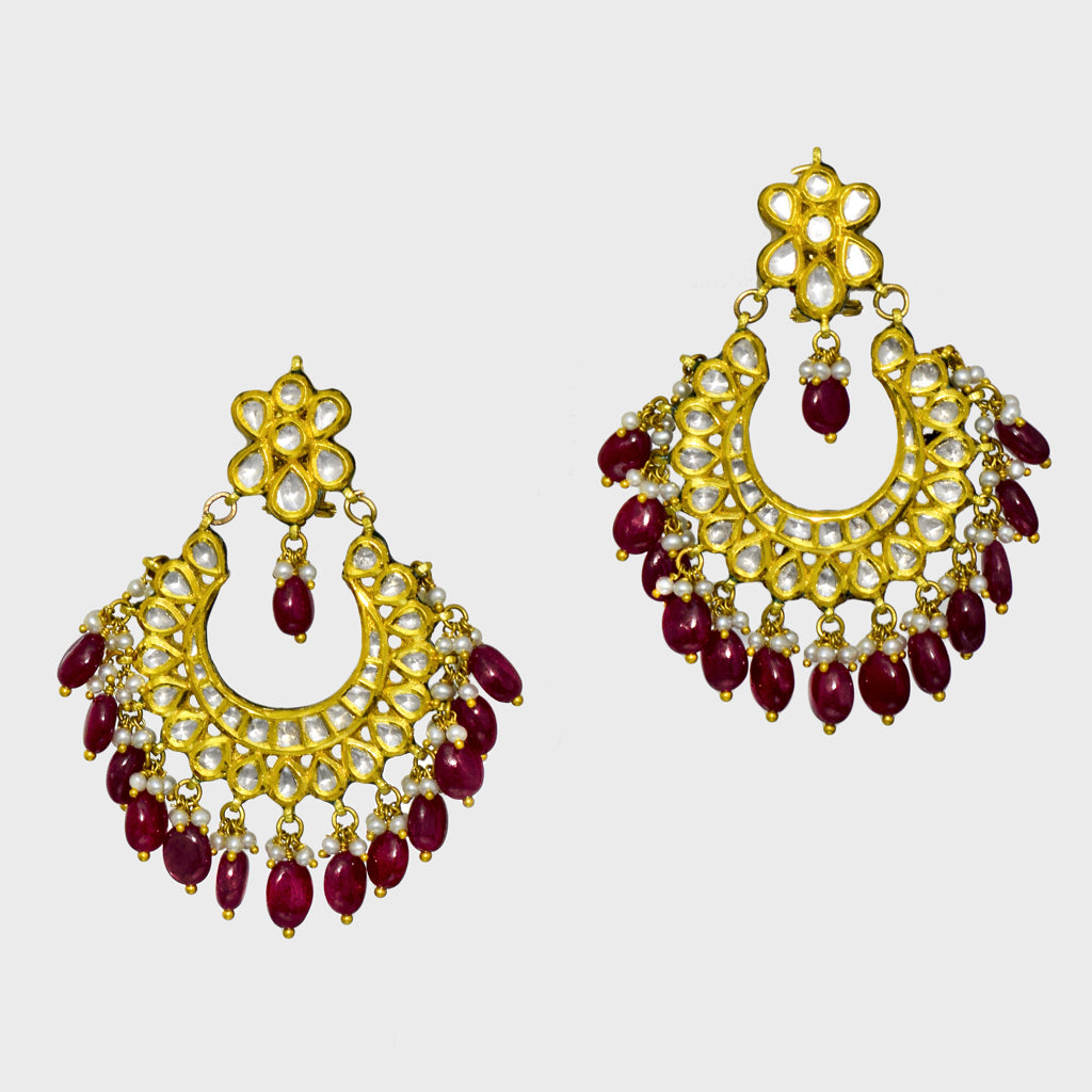 Step into timeless elegance with our exquisite traditional evergreen chandbali earrings. - (KME2213)