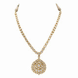 Single line necklace and earring pair with Diamond polki  KMNE2925