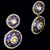 Blue meena flat hasli with earring pair with Diamond polki  KMNE2971