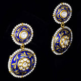 Blue meena flat hasli with earring pair with Diamond polki  KMNE2971