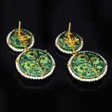 Blue meena flat hasli with earring pair with Diamond polki  KMNE2971