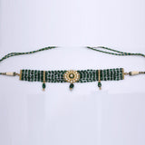 Small choker with earring pair with Diamond polki and emerald  KMNE2999