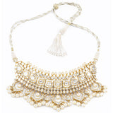 Big choker with earring pair with Diamond polki and pearls  KMNE3028