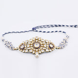 Small blue meena choker with tops pair with Diamond polki and pearls KMNE3030