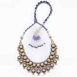 Blue meena necklace with jhoomki pair in Diamond polki and pearls KMNE3031