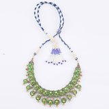 Blue meena necklace with jhoomki pair in Diamond polki and pearls KMNE3031