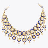 Blue meena necklace with jhoomki pair in Diamond polki and pearls KMNE3031