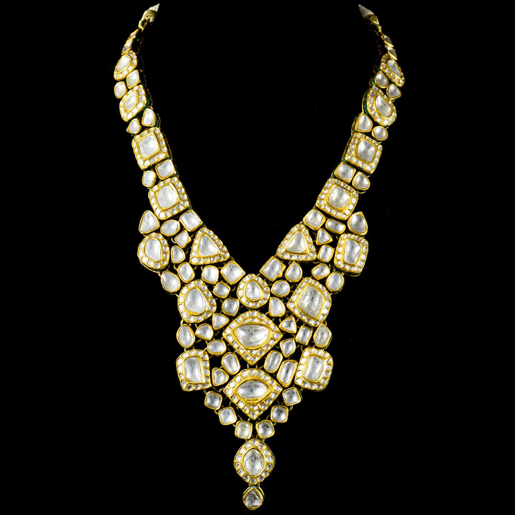 Big Uncut Diamond Necklace and Earring Pair - KMNE3292