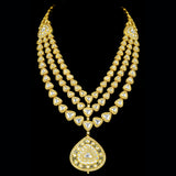 3 lines necklace and earring pair features a central uncut diamond - KMNE3387