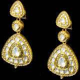 3 lines necklace and earring pair features a central uncut diamond - KMNE3387