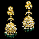 Necklace and Earring Pair, adorned with uncut diamonds and vibrant emeralds - KMNE3395