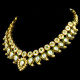 Necklace and Earring Pair, adorned with uncut diamonds and vibrant emeralds - KMNE3395