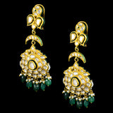 Necklace and Earring Pair, adorned with uncut diamonds and vibrant emeralds - KMNE3395