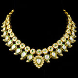 Necklace and Earring Pair, adorned with uncut diamonds and vibrant emeralds - KMNE3395