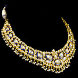 Blue Meena Necklace and Earring Pair - KMNE3402+KME2286