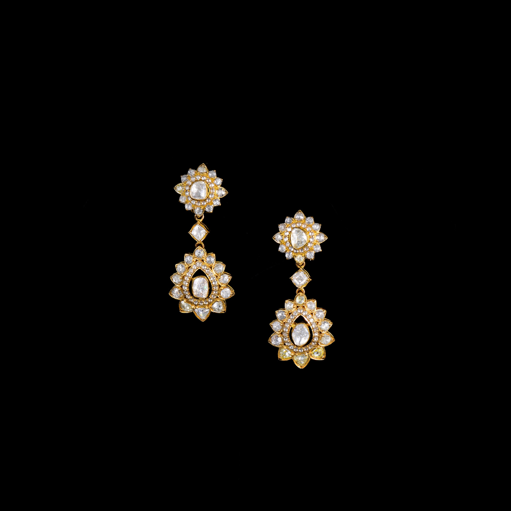 Brass Golden Latest Stone Design Earrings at Rs 299/pair in Jaipur | ID:  23164376755